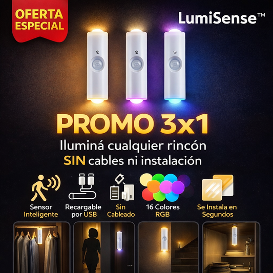 LumiSen™ 3x1 Iluminá cualquier rincón sin cables ni instalación