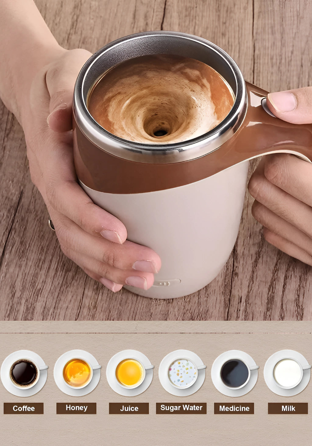 Taza Térmica Batidora Automática Magnética Café A Usb